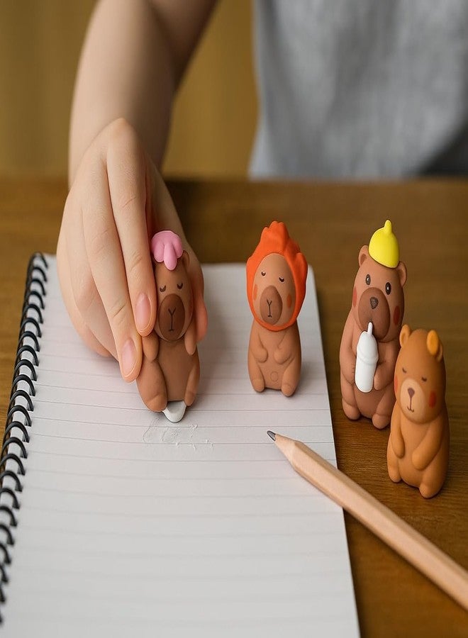 Crafty Cuddle Capybara Erasers for Kids | Cute Animal Cartoon Erasers | Fun Stationery for School, Drawing & Writing | Adorable Collectible Eraser Set for Boys & Girls (Pack of 12) - Image 1